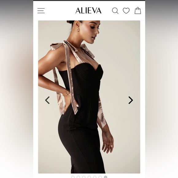 Alieva Black midi bow tie dress - Picture 3 of 8